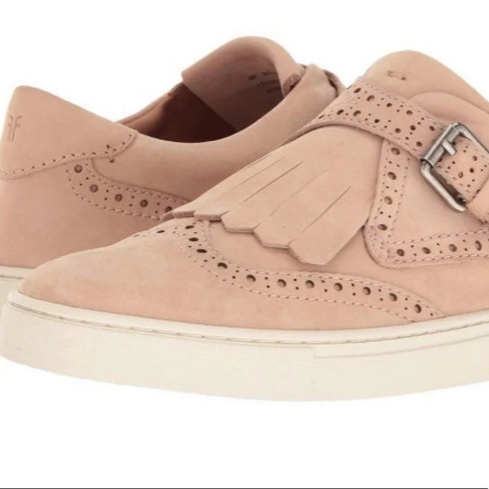 Frye Gemma Kiltie blush nubuck leather slip on
